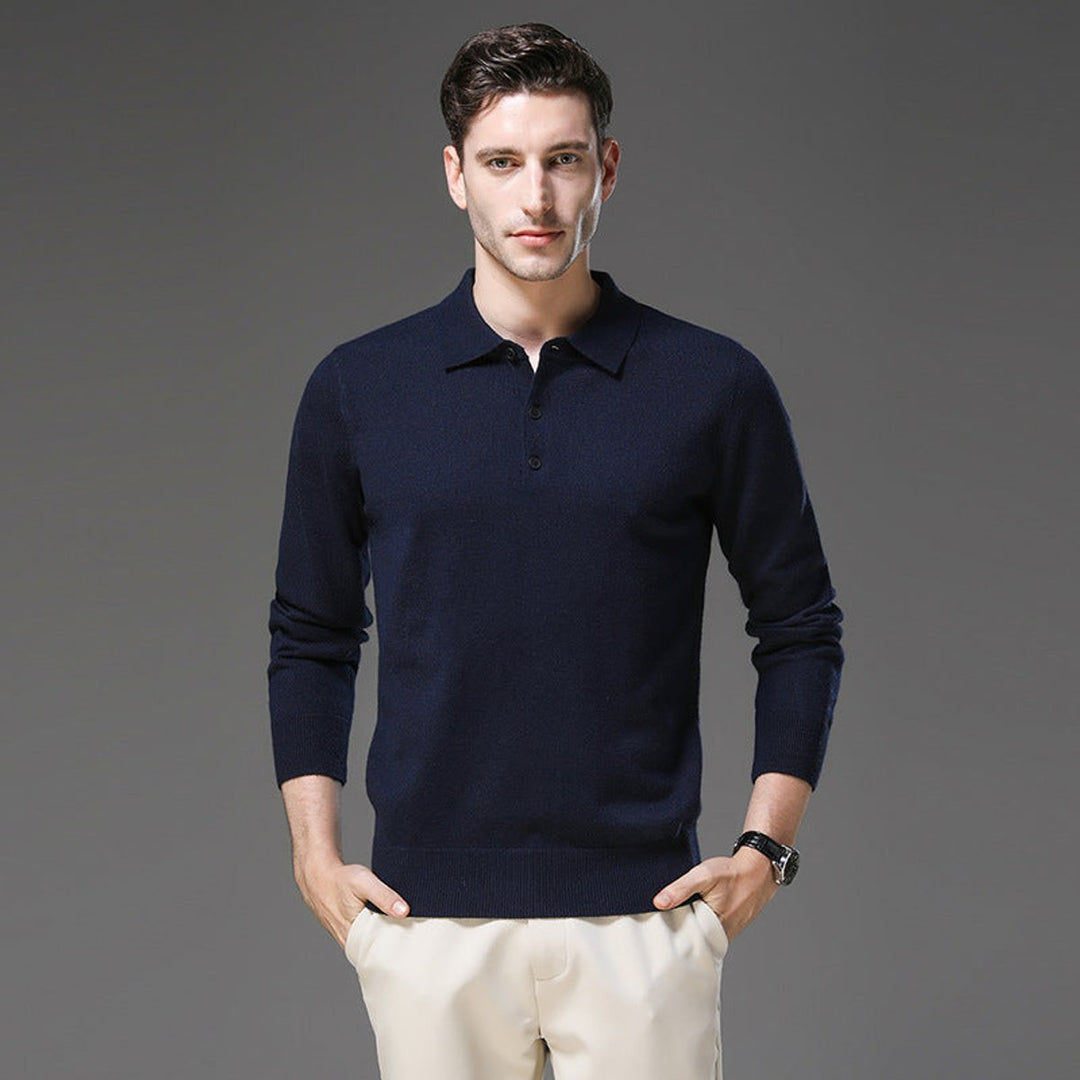 James | Men's Wool Polo Collar Knit Sweater