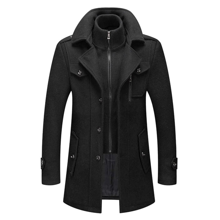 Caleb | Men's Wool Blend Double-Collar Overcoat