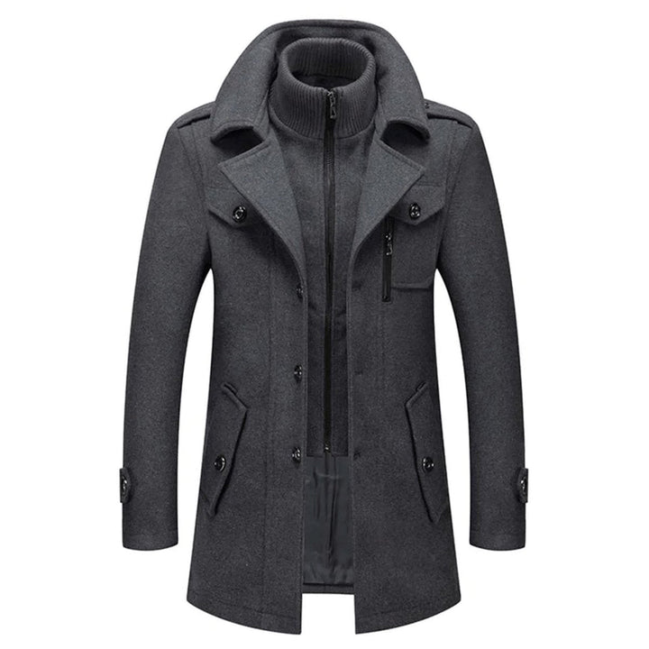 Caleb | Men's Wool Blend Double-Collar Overcoat