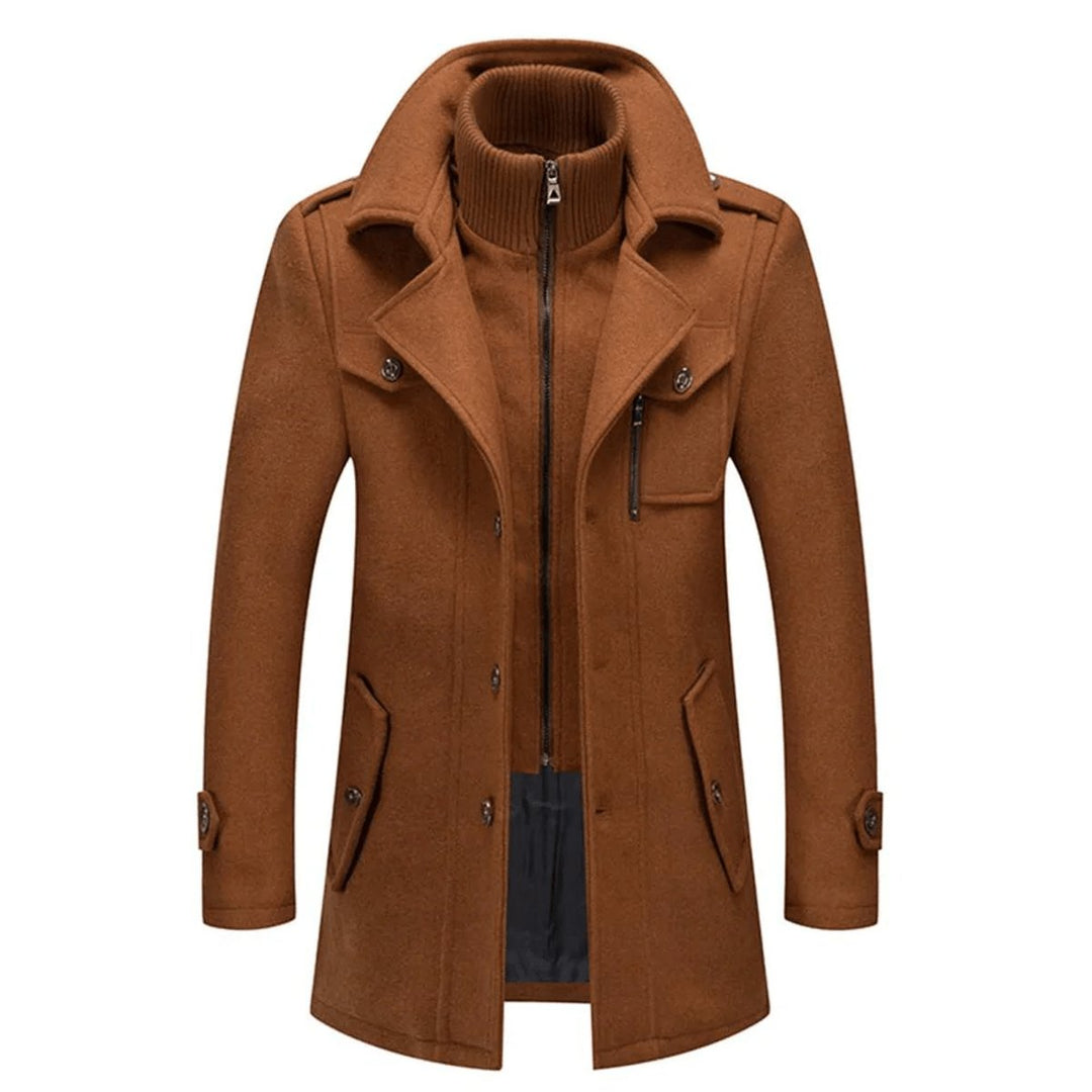 Caleb | Men's Wool Blend Double-Collar Overcoat