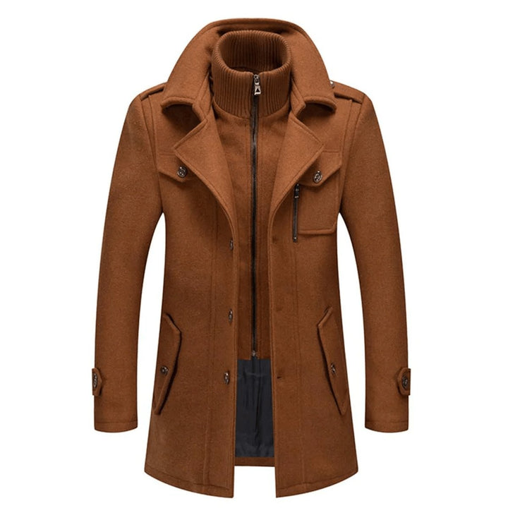 Caleb | Men's Wool Blend Double-Collar Overcoat