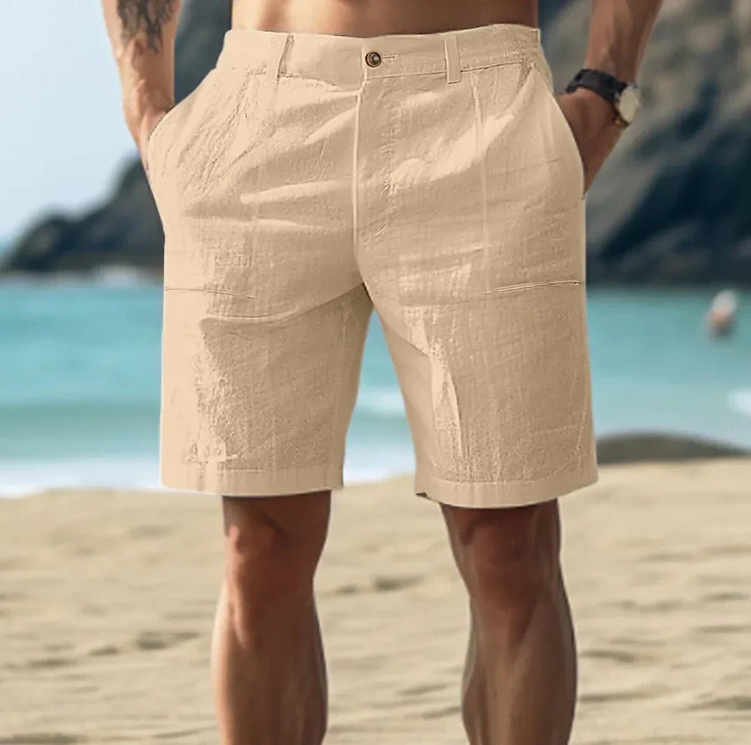 Flat Front Tailored Linen Casual Summer Chino Short