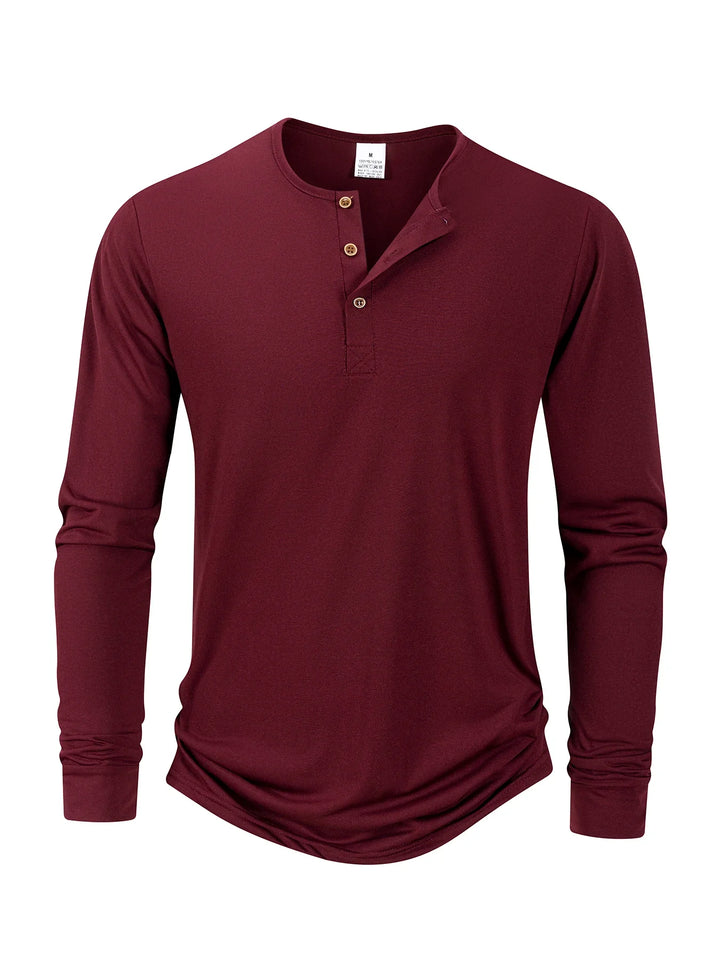 Long Sleeve Cotton Henley Top Men