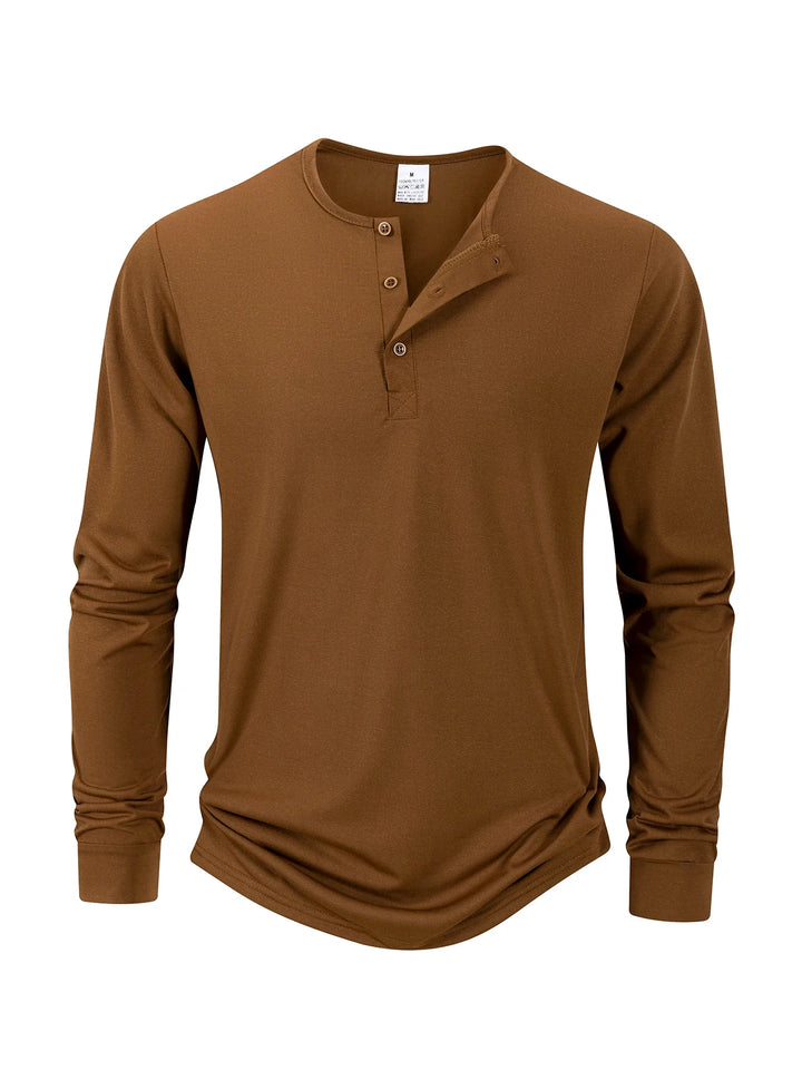 Long Sleeve Cotton Henley Top Men