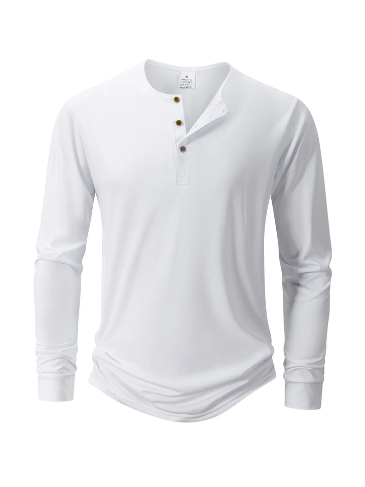 Long Sleeve Cotton Henley Top Men