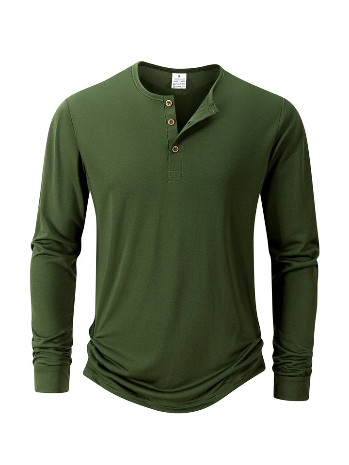 Long Sleeve Cotton Henley Top Men