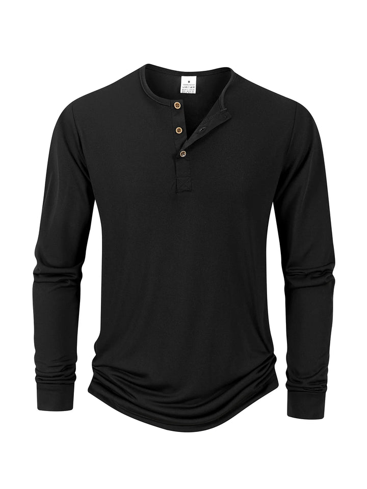 Long Sleeve Cotton Henley Top Men