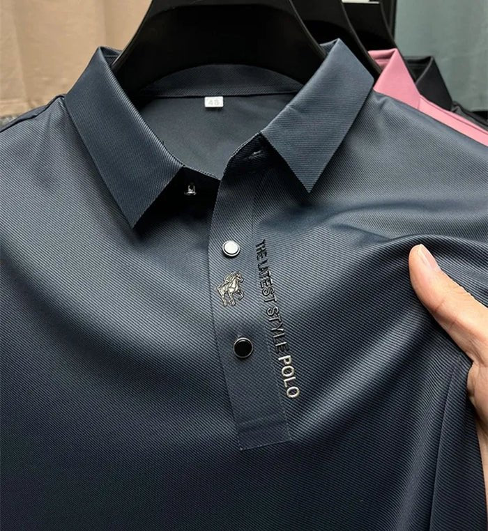 Tonal Button Placket Stretch Pique Slim Fit Polo Shirt