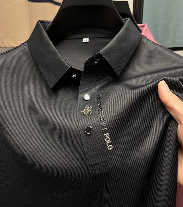 Tonal Button Placket Stretch Pique Slim Fit Polo Shirt