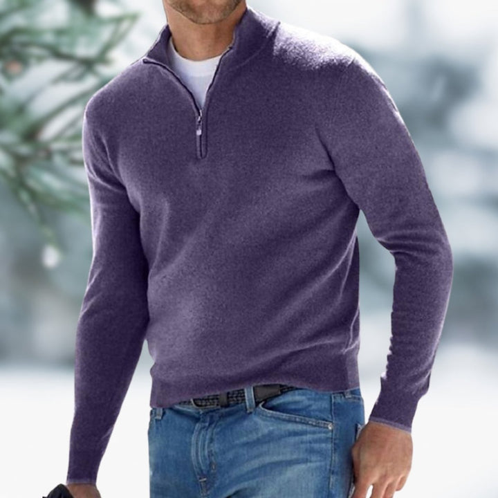 Aiden | Men's Quarter-Zip Faux Cashmere Knit Sweater