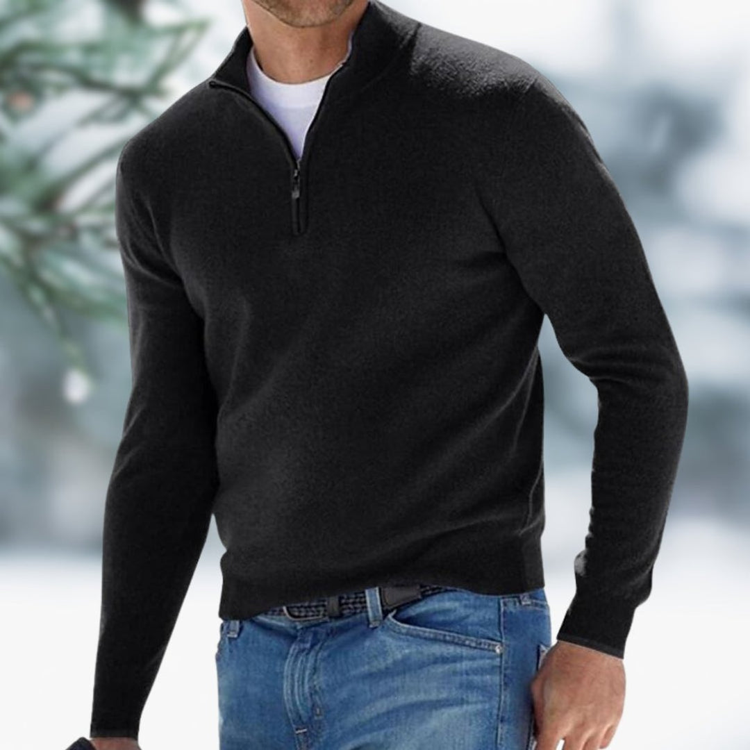Aiden | Men's Quarter-Zip Faux Cashmere Knit Sweater