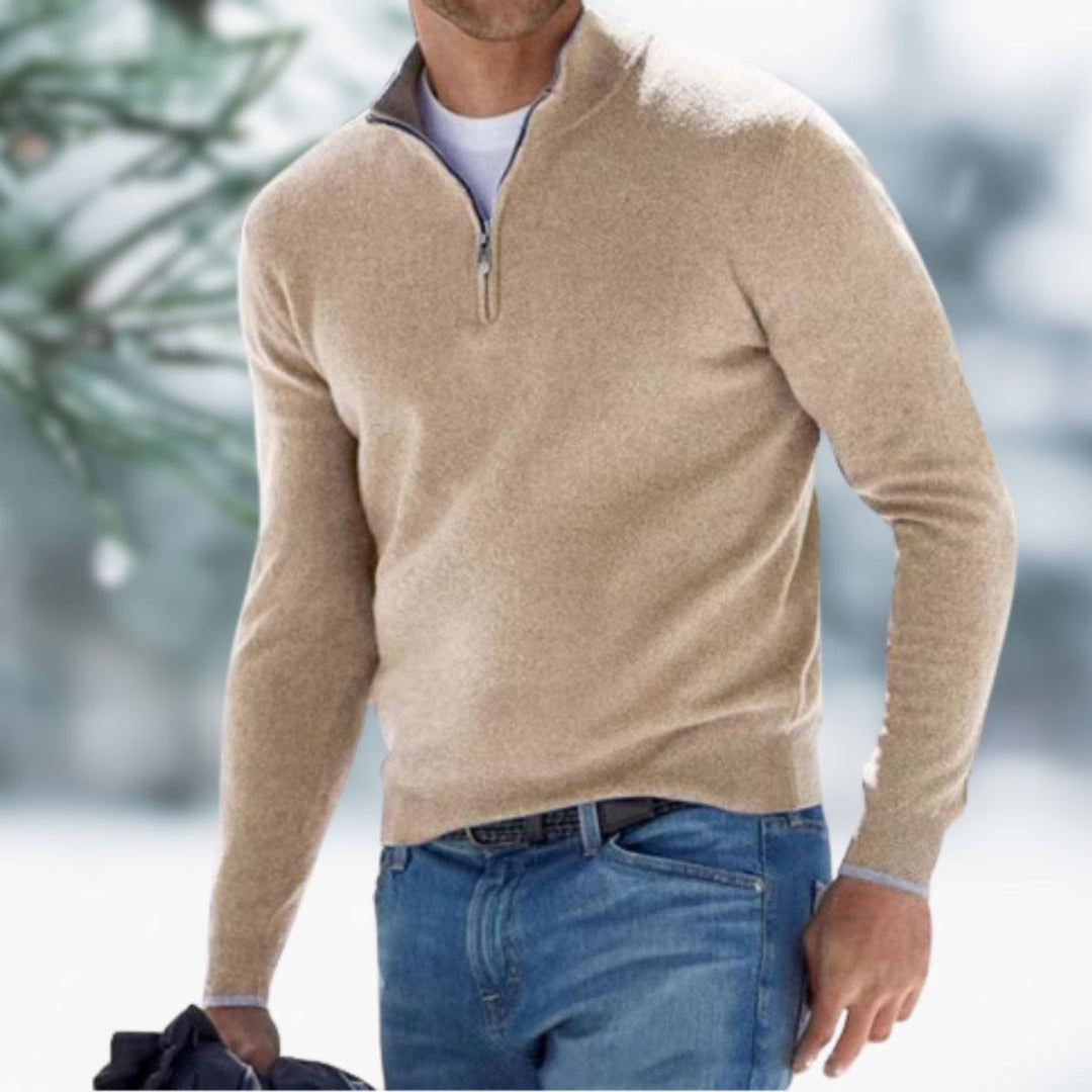 Aiden | Men's Quarter-Zip Faux Cashmere Knit Sweater