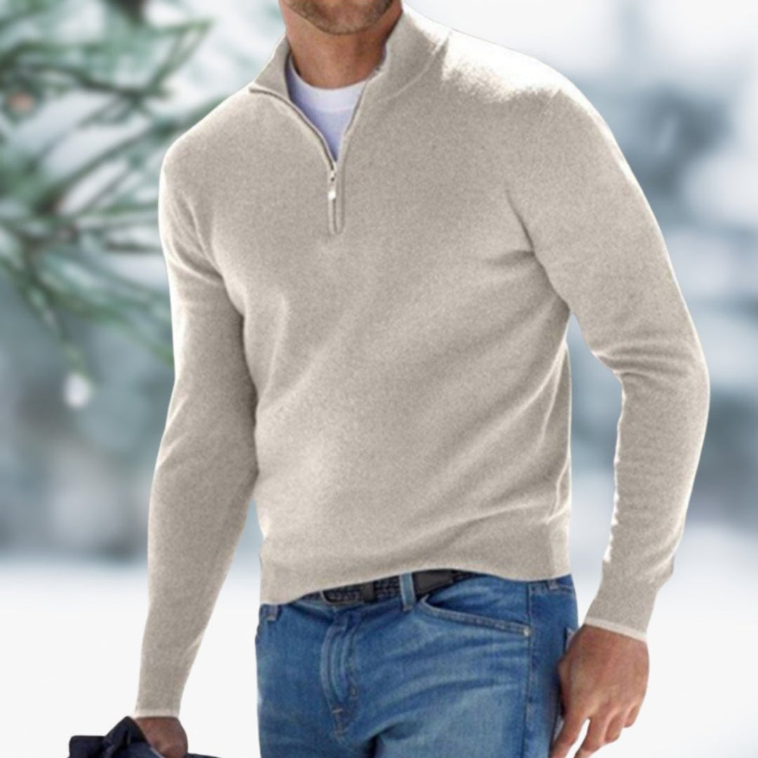 Aiden | Men's Quarter-Zip Faux Cashmere Knit Sweater