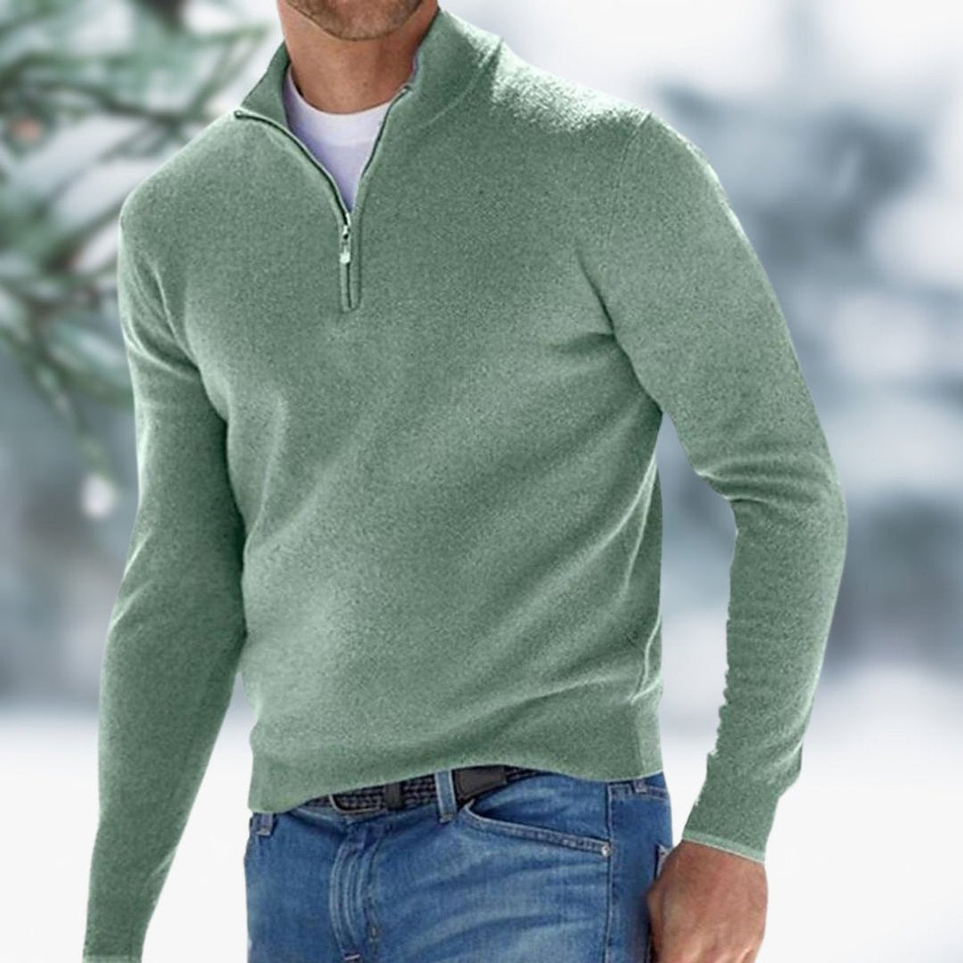 Aiden | Men's Quarter-Zip Faux Cashmere Knit Sweater