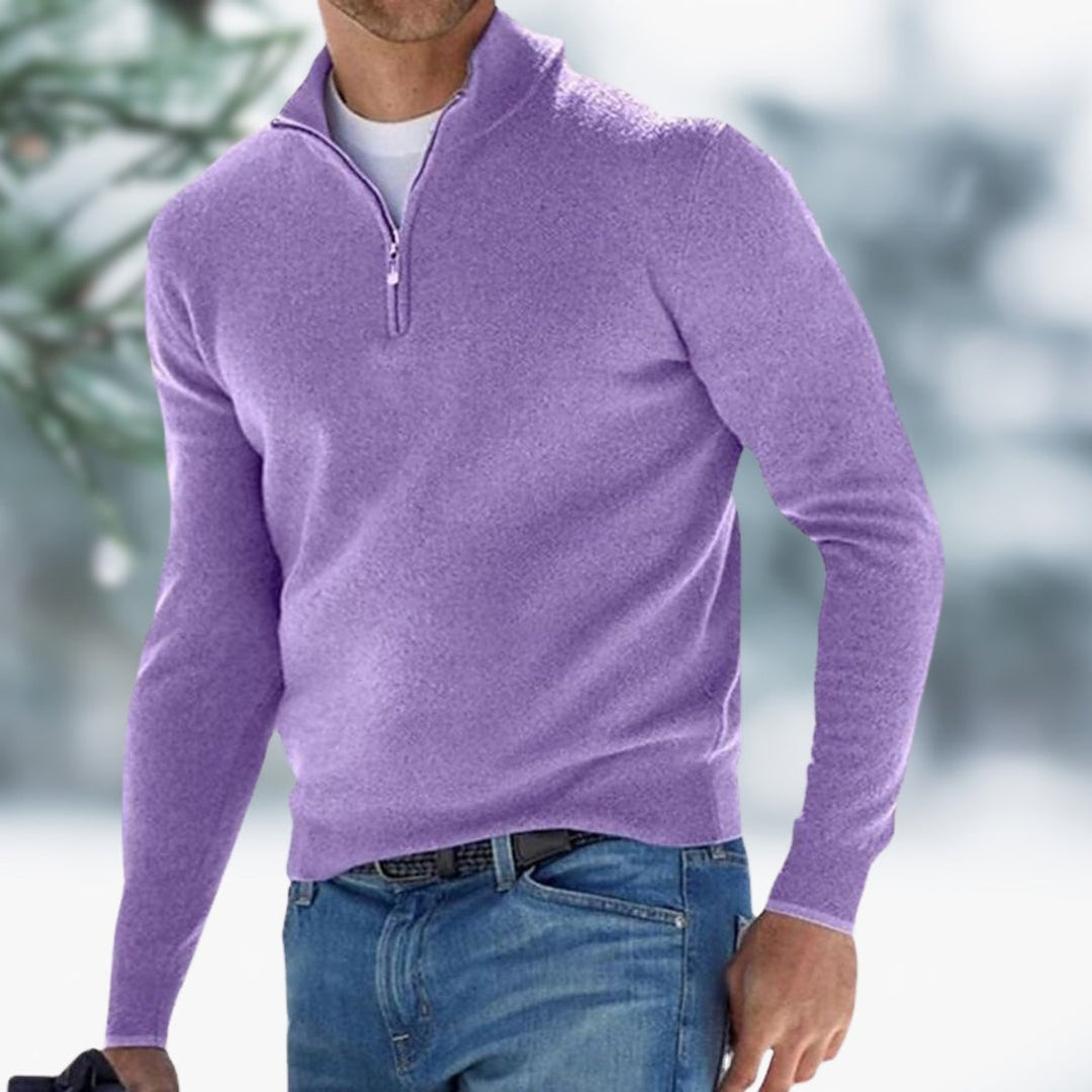Aiden | Men's Quarter-Zip Faux Cashmere Knit Sweater