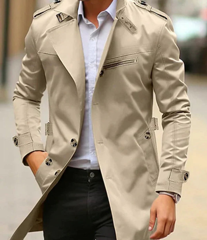 Alexander | Men's Slim-Fit Double-Breasted Long Trench Coat