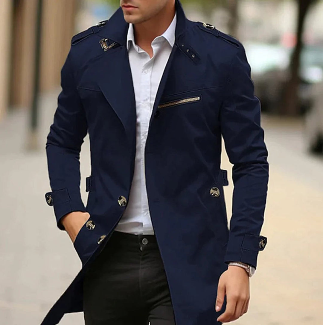 Alexander | Men's Slim-Fit Double-Breasted Long Trench Coat