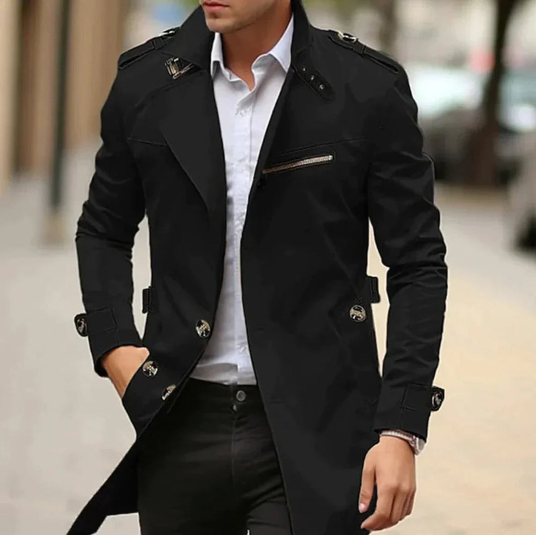 Alexander | Men's Slim-Fit Double-Breasted Long Trench Coat
