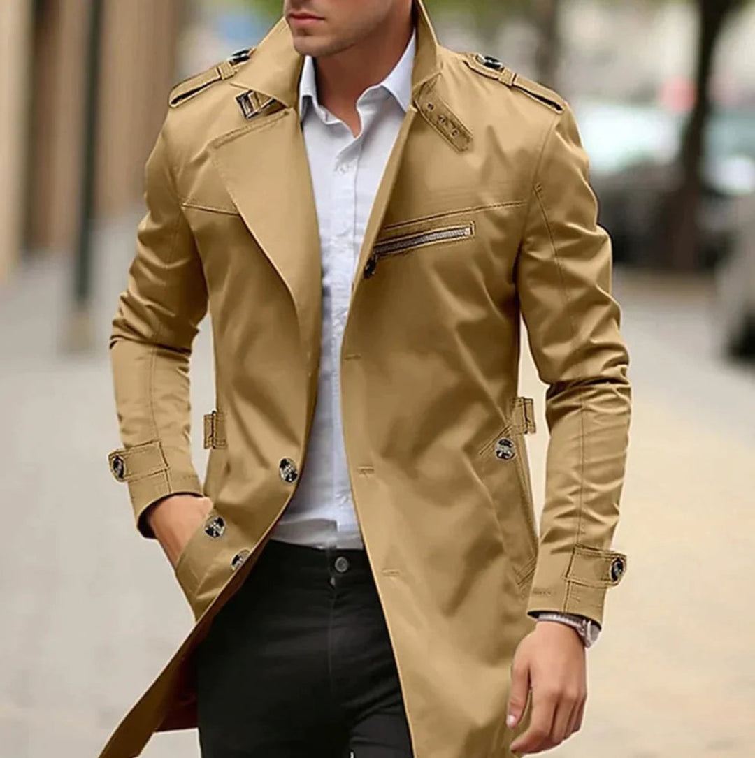 Alexander | Men's Slim-Fit Double-Breasted Long Trench Coat