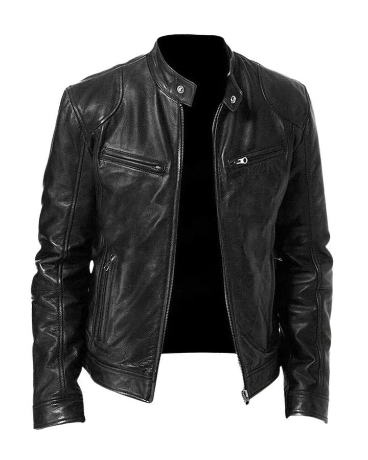 Henry | Men's PU Leather Slim-Fit Moto Jacket with Stand Collar