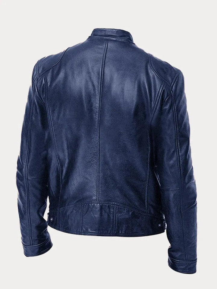Henry | Men's PU Leather Slim-Fit Moto Jacket with Stand Collar