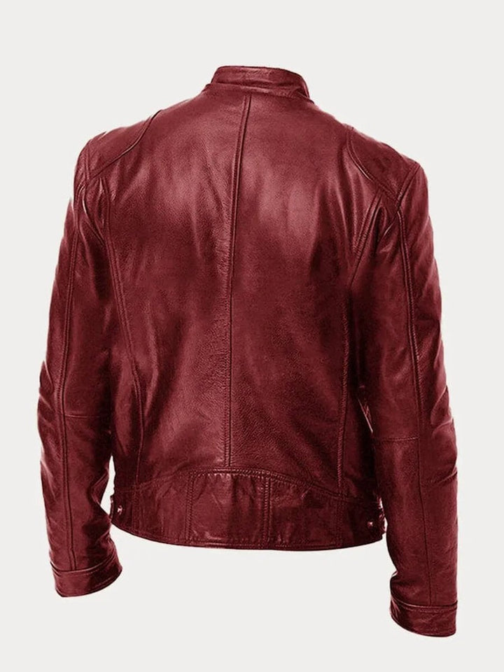 Henry | Men's PU Leather Slim-Fit Moto Jacket with Stand Collar
