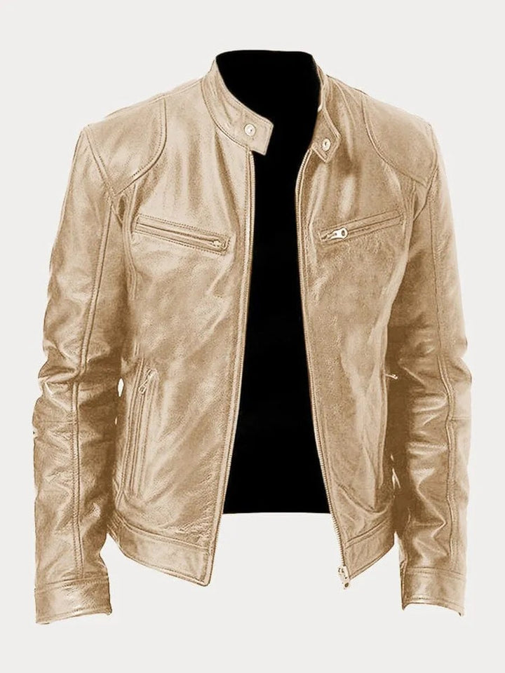 Henry | Men's PU Leather Slim-Fit Moto Jacket with Stand Collar