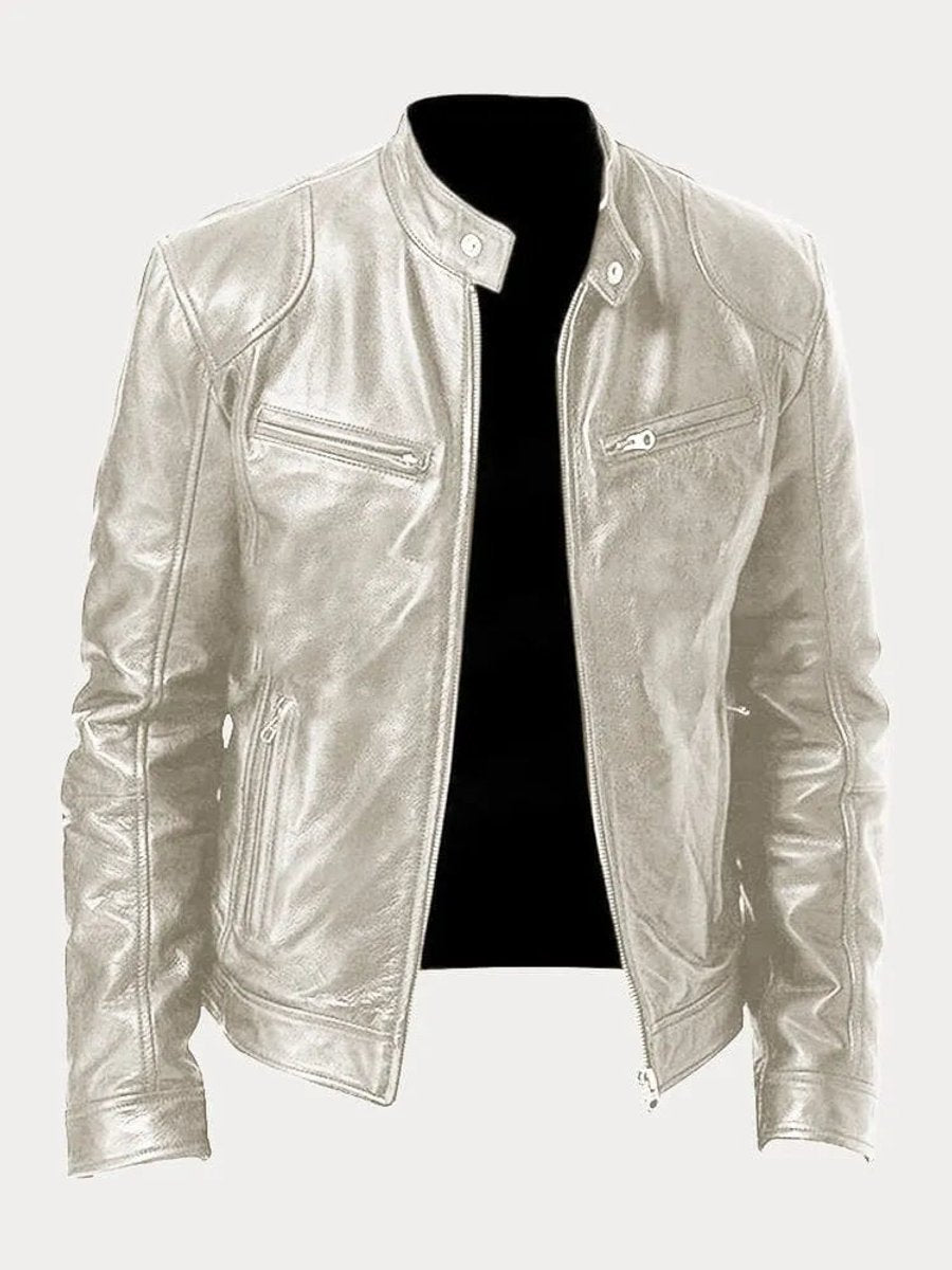 Henry | Men's PU Leather Slim-Fit Moto Jacket with Stand Collar