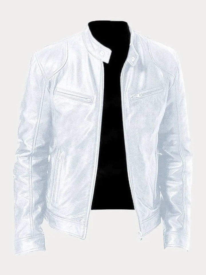 Henry | Men's PU Leather Slim-Fit Moto Jacket with Stand Collar