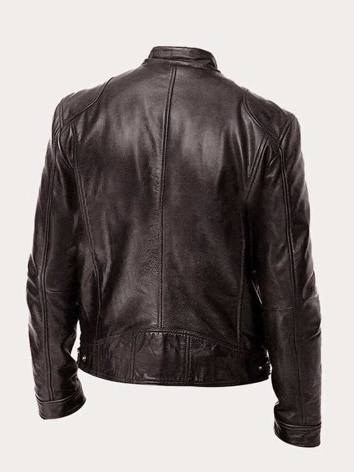 Henry | Men's PU Leather Slim-Fit Moto Jacket with Stand Collar