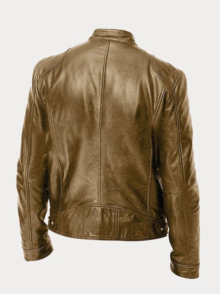 Henry | Men's PU Leather Slim-Fit Moto Jacket with Stand Collar