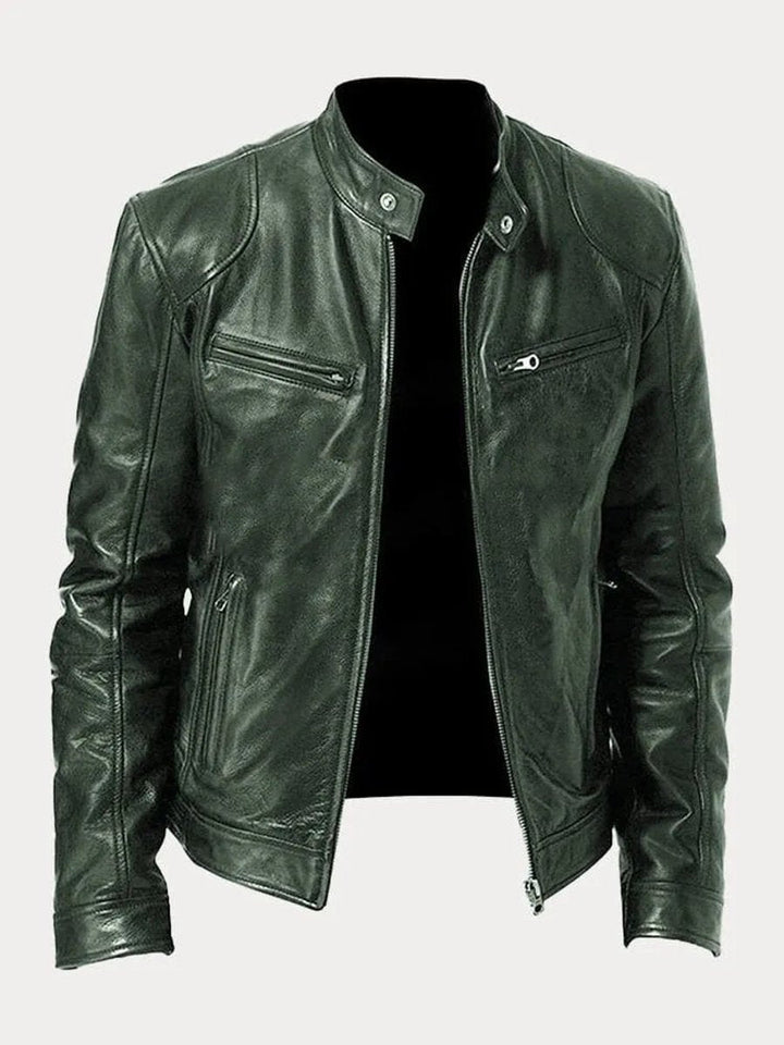 Henry | Men's PU Leather Slim-Fit Moto Jacket with Stand Collar