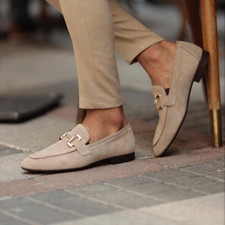 Suede Gold Horsebit Slip On Smart Casual Loafer