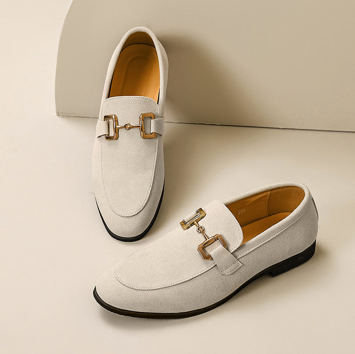 Suede Gold Horsebit Slip On Smart Casual Loafer