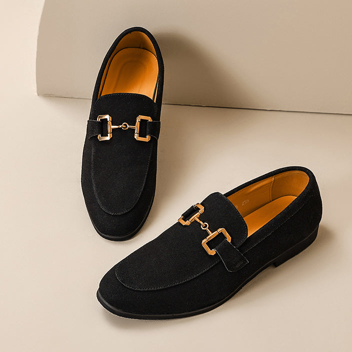 Suede Gold Horsebit Slip On Smart Casual Loafer