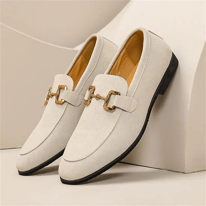 Suede Gold Horsebit Slip On Smart Casual Loafer
