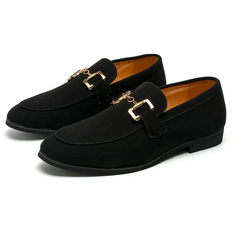 Suede Gold Horsebit Slip On Smart Casual Loafer