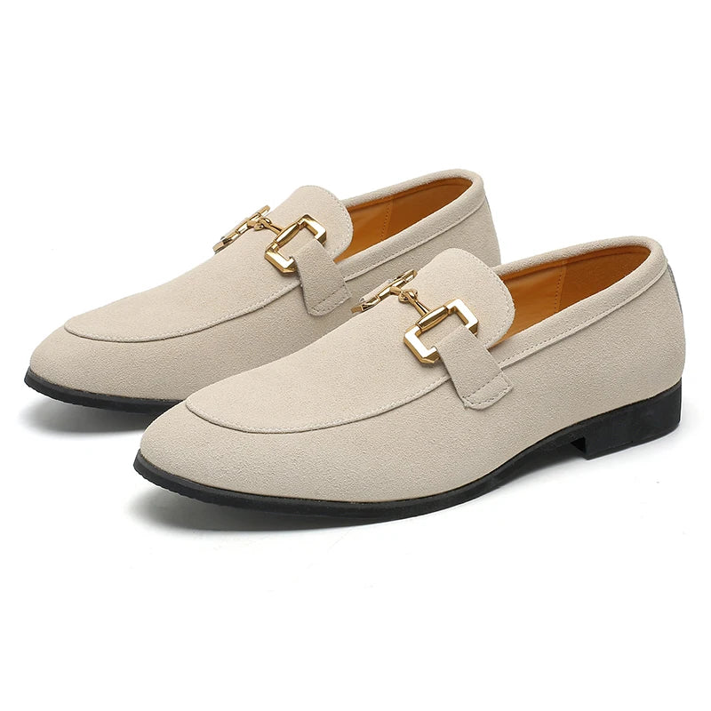 Suede Gold Horsebit Slip On Smart Casual Loafer