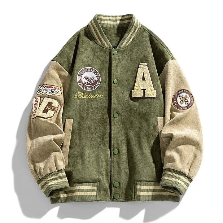 Ryan | Men's Varsity Letterman Bomber Jacket with Patches
