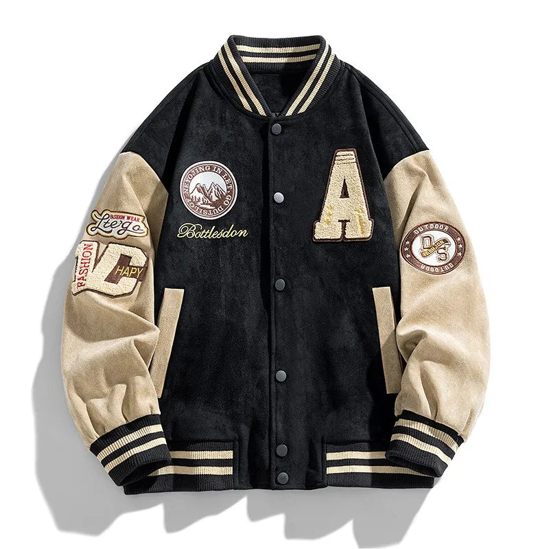 Ryan | Men's Varsity Letterman Bomber Jacket with Patches