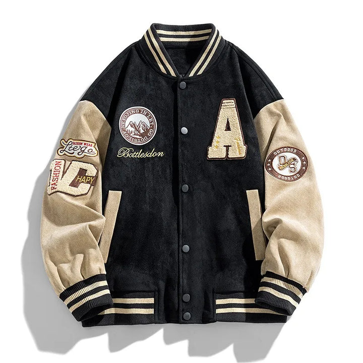 Ryan | Men's Varsity Letterman Bomber Jacket with Patches