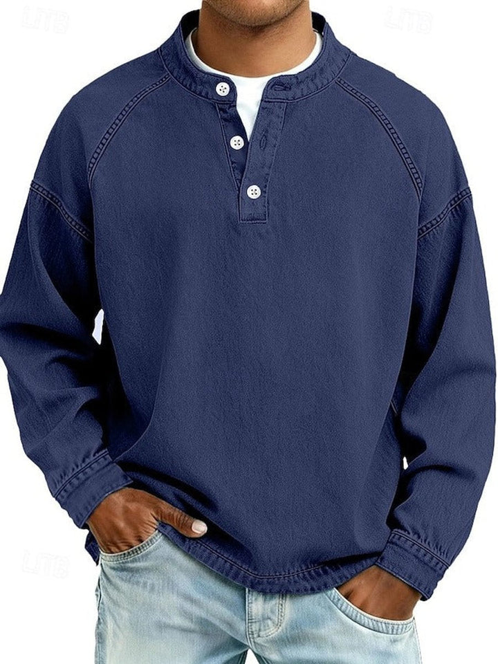 Daniel | Men's Vintage Wash Denim Henley Sweater