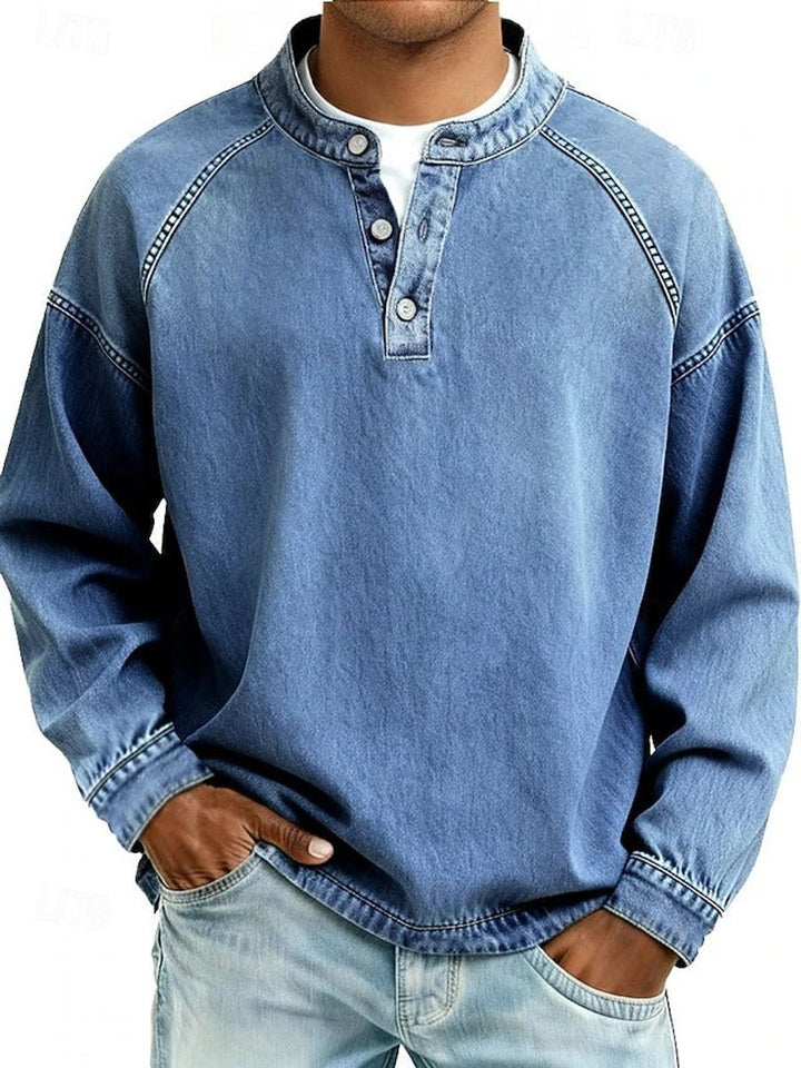 Daniel | Men's Vintage Wash Denim Henley Sweater