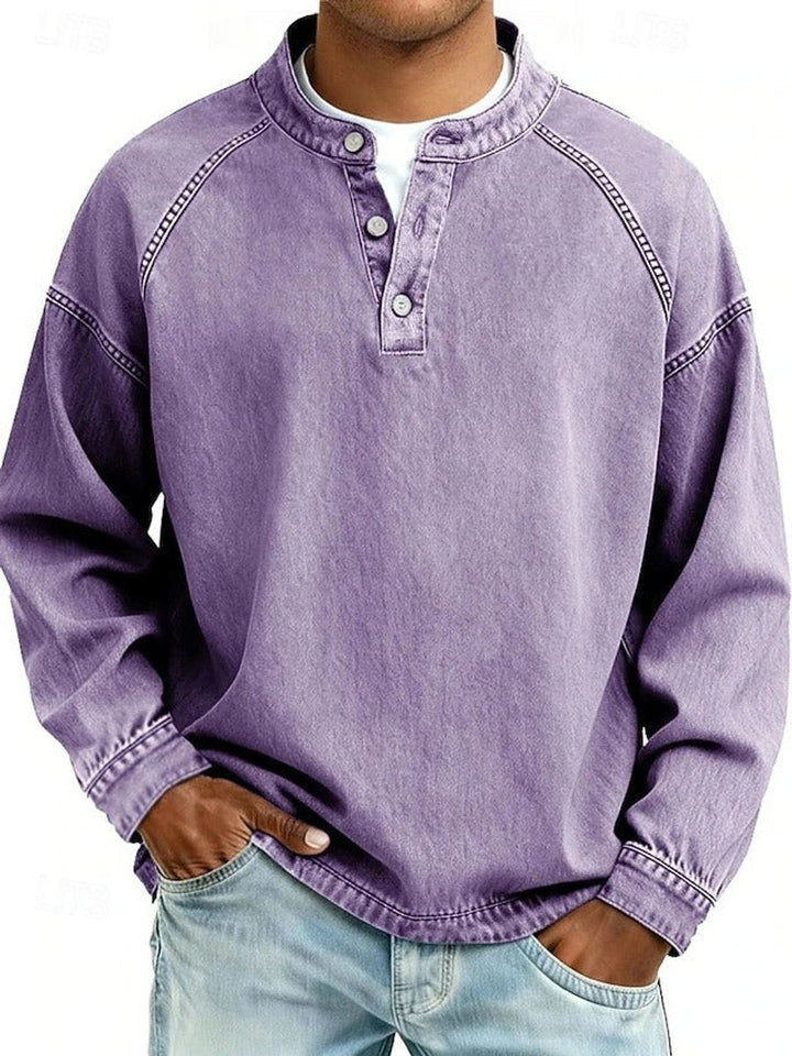 Daniel | Men's Vintage Wash Denim Henley Sweater