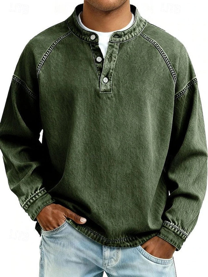 Daniel | Men's Vintage Wash Denim Henley Sweater
