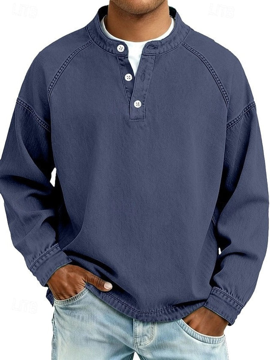 Daniel | Men's Vintage Wash Denim Henley Sweater