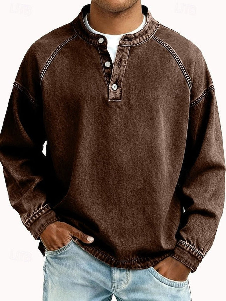 Daniel | Men's Vintage Wash Denim Henley Sweater