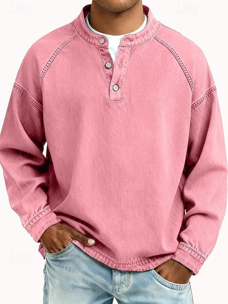 Daniel | Men's Vintage Wash Denim Henley Sweater