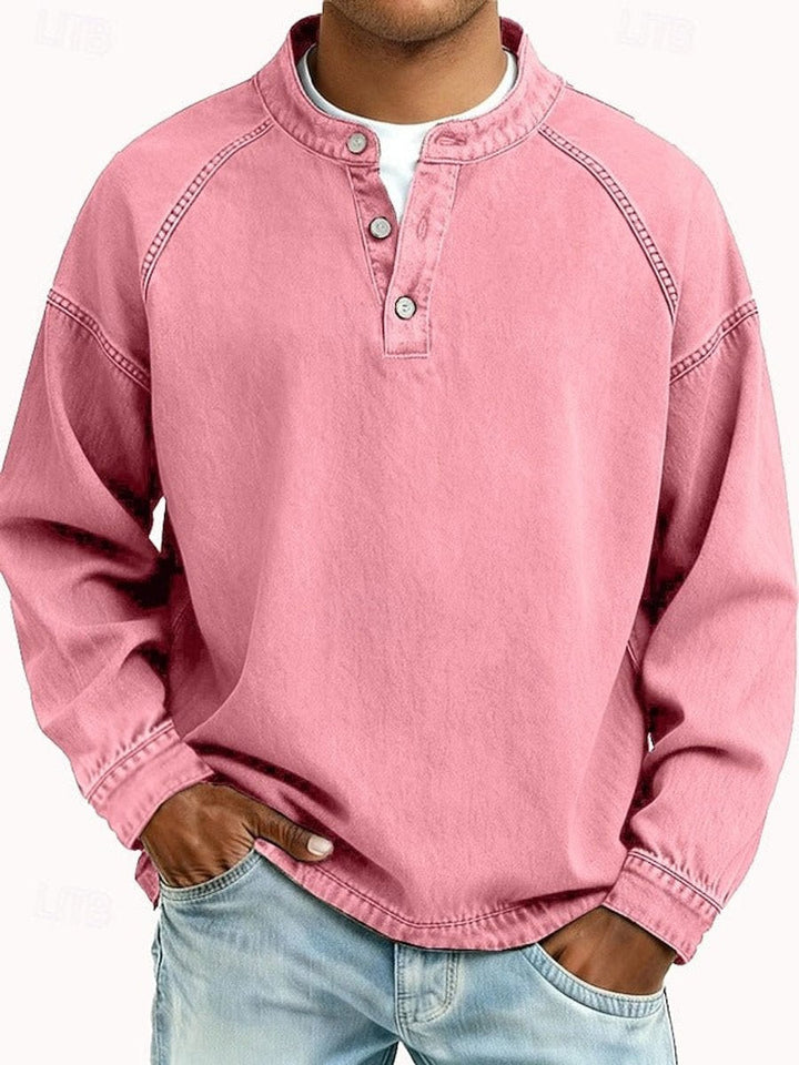 Daniel | Men's Vintage Wash Denim Henley Sweater