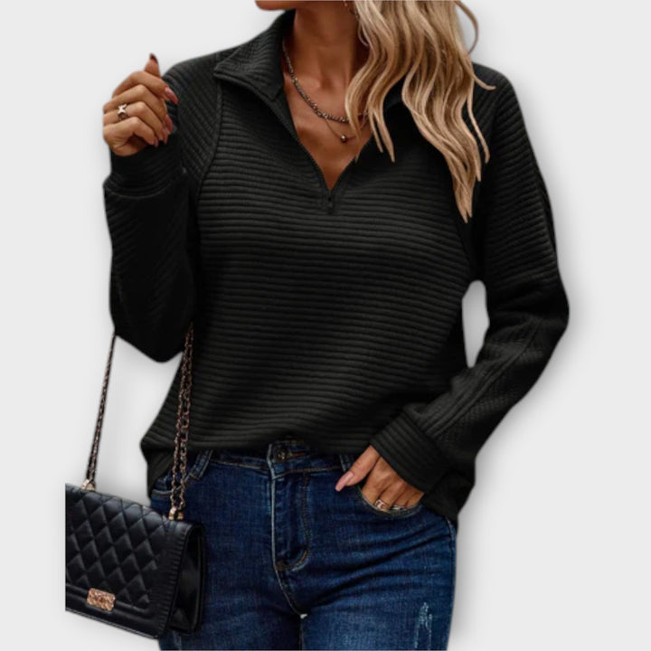 Wren | Women's Textured Quarter-Zip Collared Pullover